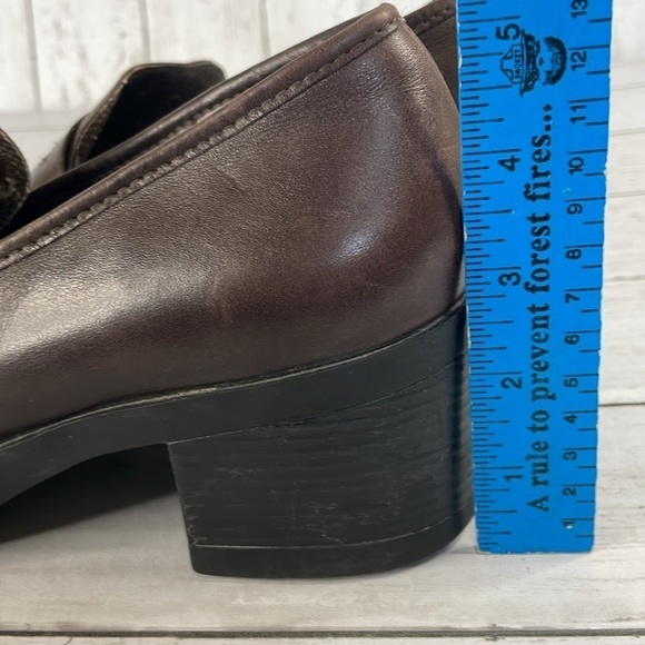 Vintage Y2K Chunky Brown Leather Nine West Cloud Nine Penny Loafers - Picture 11 of 12
